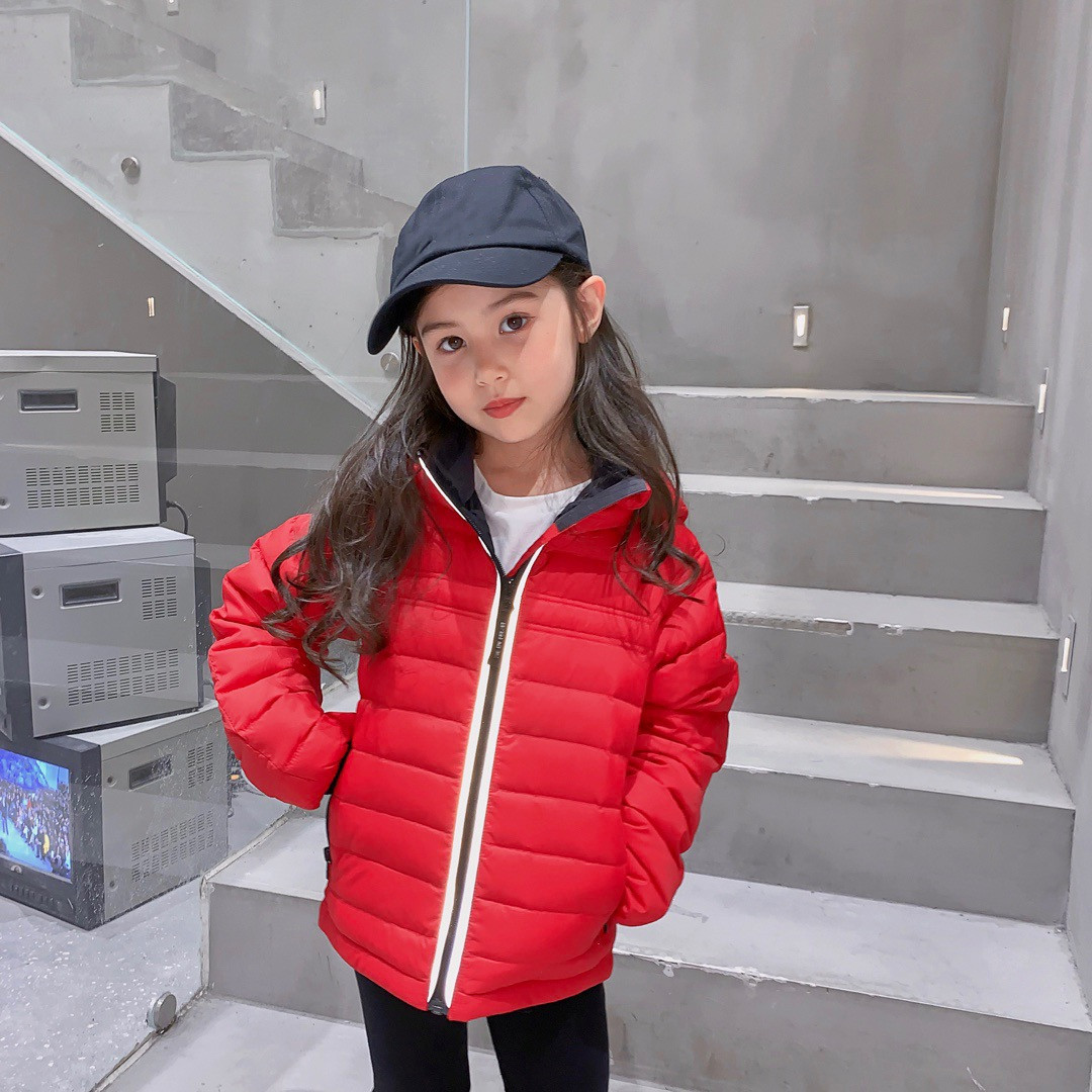 

5 Colors Baby Girls Boys Jackets Winter Outdoor Clothing Children's Solid Warm Coat Kids Girl Hooded Outerwear, Red