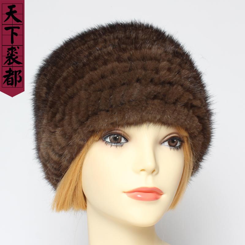 

New Style Lady Winter Warm Hat Women Knitted 100% Natural Real Cap Brand Fashion Authentic Beanies, Black