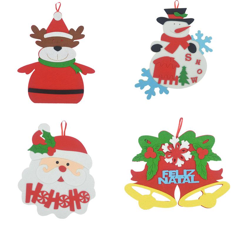 

Window Scene Decoration Bell Pendant Felt Cloth Santa Claus Snowman Props for Christmas Tree
