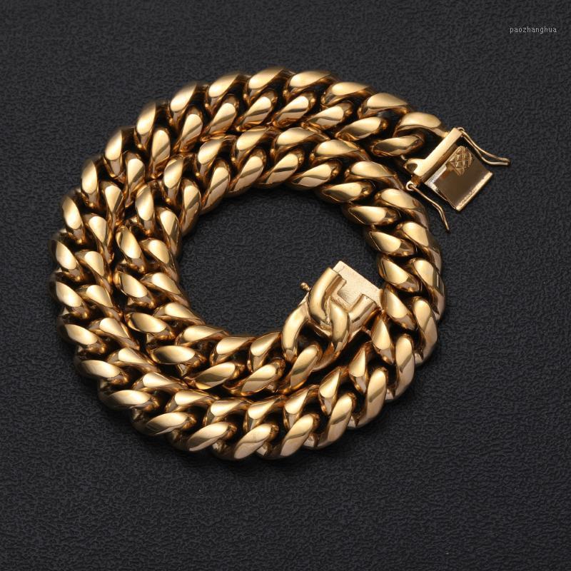 

18mm Hip Hop Stainless Steel Cuban Link Chain Necklace Jewelry SC003 Chains, Silver