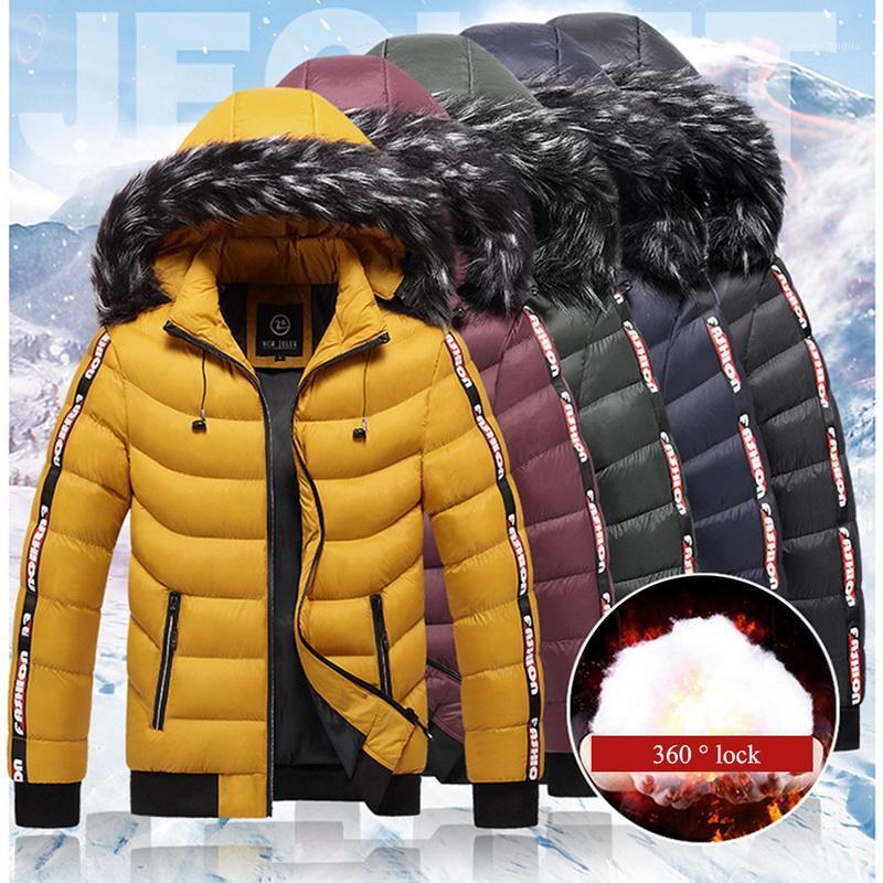 

Men Coat Winter Hooded Fur Collar Parka Fashion Brand Men's Warm Thicken Windproof Hooded Parkas Jacket New Casual Hoody Outwear1, Yellow1