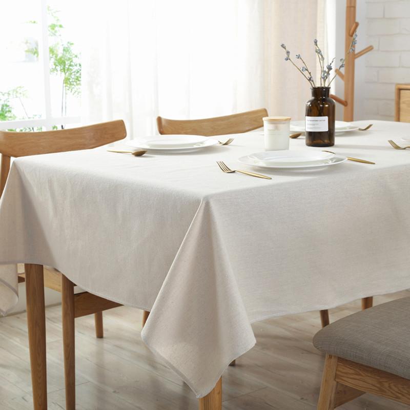 

Solid Tablecloth Elegant Rectangle Tablecloth Cotton Linen Table Cloth for Home Dinner Table Cover Ecru Tablecloths, As pic
