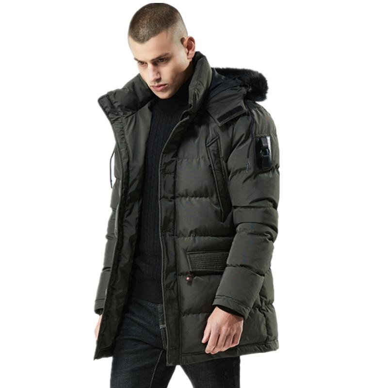 

New Men Winter Jacket Long Parka Coats Casaco Jaqueta Masculino Thicken Warm Cotton Outerwear Fur Collar Coat Parkas Chaqueta, Black