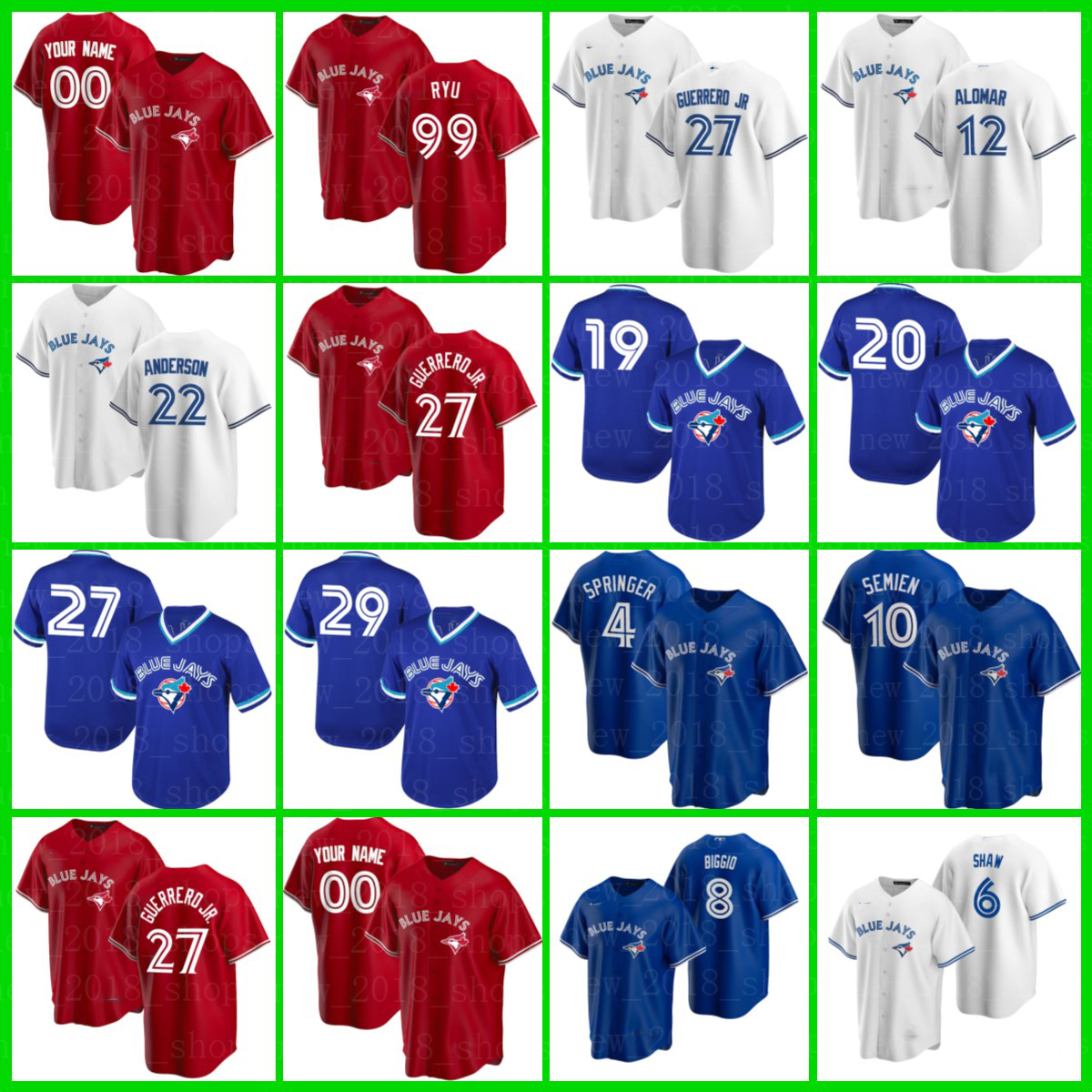 

29 Joe Carter 4 George Springer Jerseys Toronto Blue Jays Roberto Alomar Retro 27 Vladimir Guerrero Jr. Bo Bichette Randal Grichuk, Custom men cool base