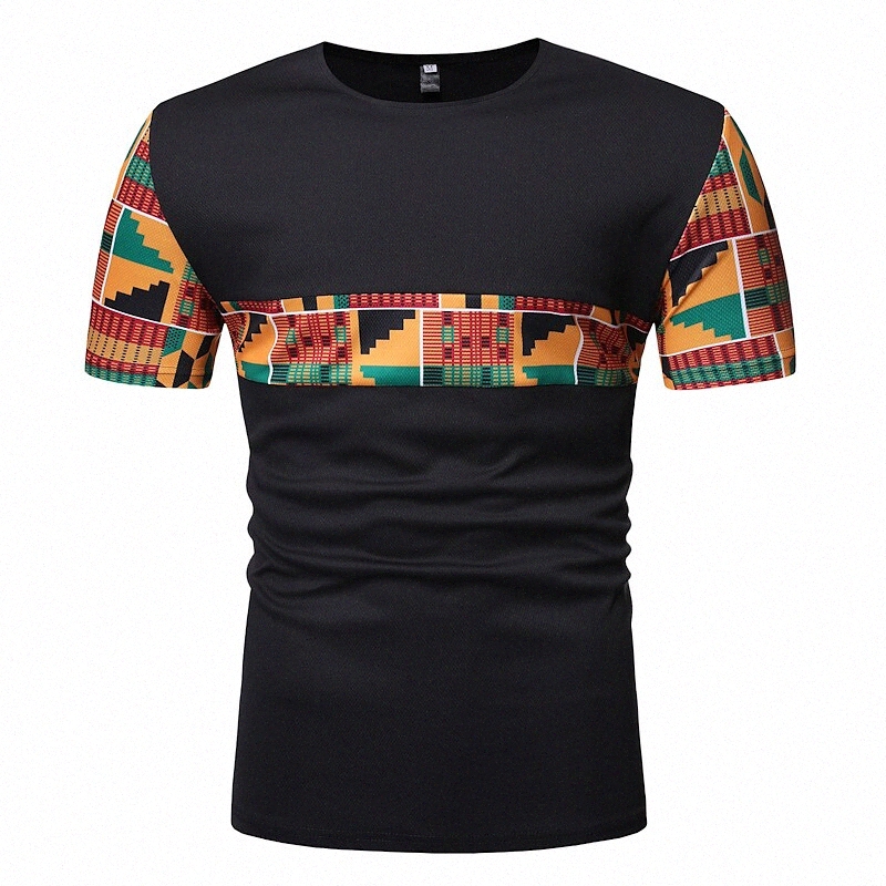 T-shirt Hommes Graphique Tribal Tribal Col Casual Daily Sleeve Sleeve Tops Mode légère Big et Tall Boho Blanc Noir R0TE N °