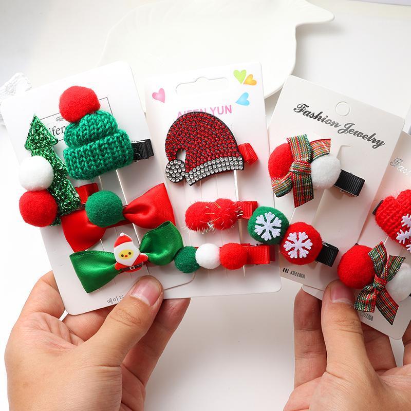 

New Christmas Hair clip Set Christmas tree Santa Claus children Hair bands Baby Hairpins Headwear Girl Hairpin accessories1, 2pcs-17
