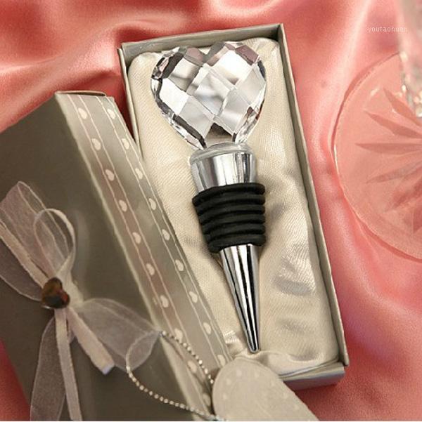 

Party Favor Wholesale-100pcs/lot Wedding Favors Creative Gifts Crystal Heart Alloy Wine Bottle Stopper Back For Guests 1
