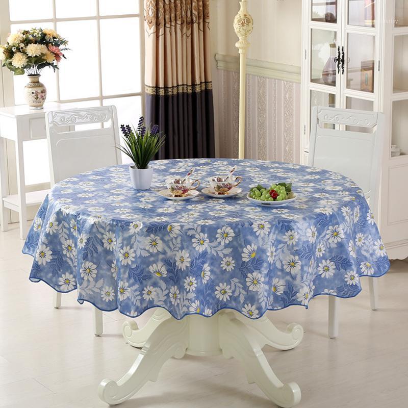 

PVC Plastic Kitchen Tablecloth Nordic Style Round Tablecloth Pastoral Plant Flowers Pattern Oil-proof Waterproof Table Cloth1