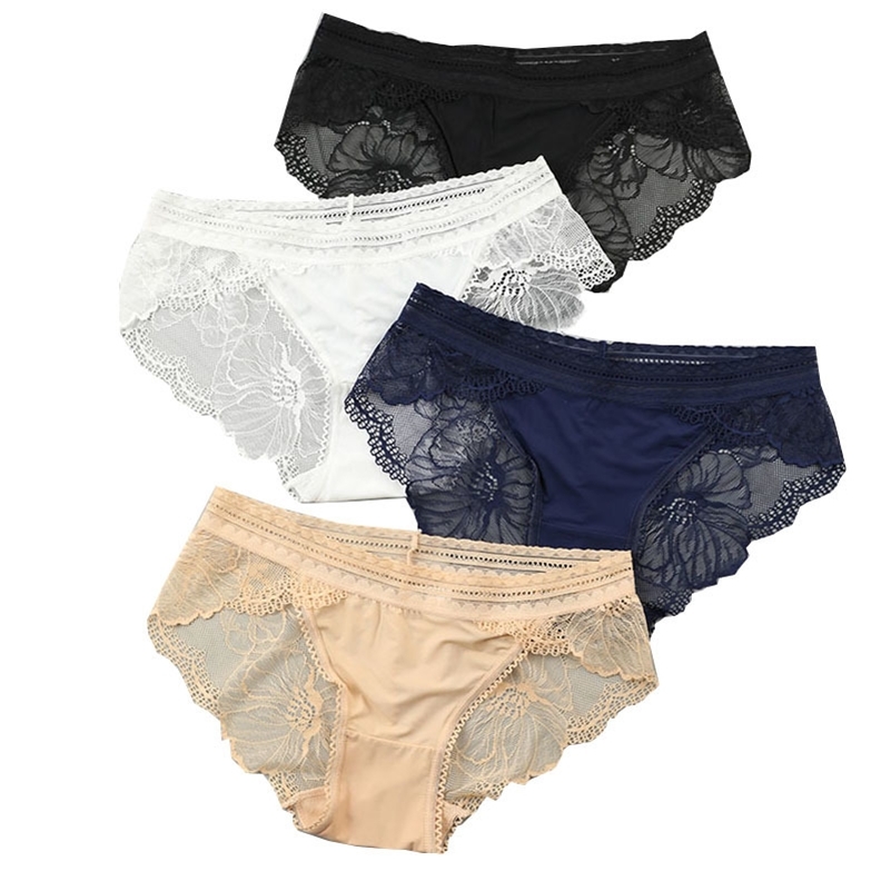 

LANGSHA 4Pcs/lot Panties Women Sexy Lace Low-Rise Female Underwear Seamless Sexy Girls Cotton Lingerie Sexy Lady Bow Intimates 201112, 8002a