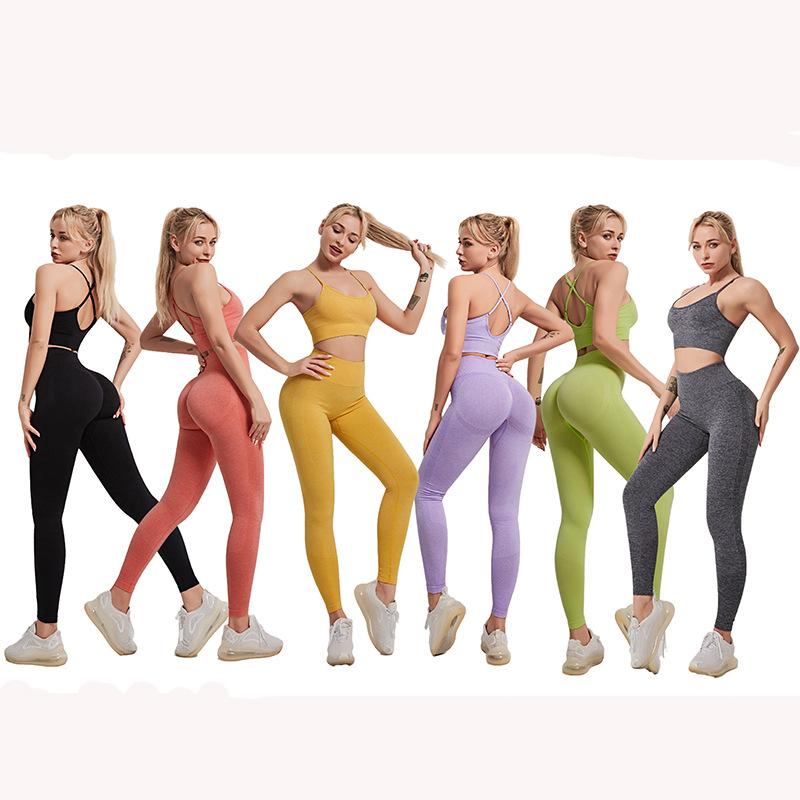 

2 Piece Set Seamless for Women Gym Clothes Yoga Sets Women Long Sleeve Sports Set Sports High Waist Yoga Pants Wear, Black