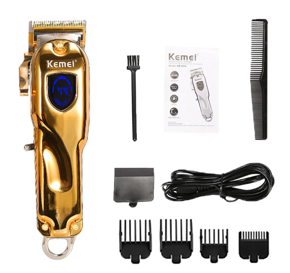 

KM-2010 Hair Trimmer Cordless Hair Cutter Barber Hair Clipper 4 Lever Blade Adjustment LCD Display Beard Trimmer