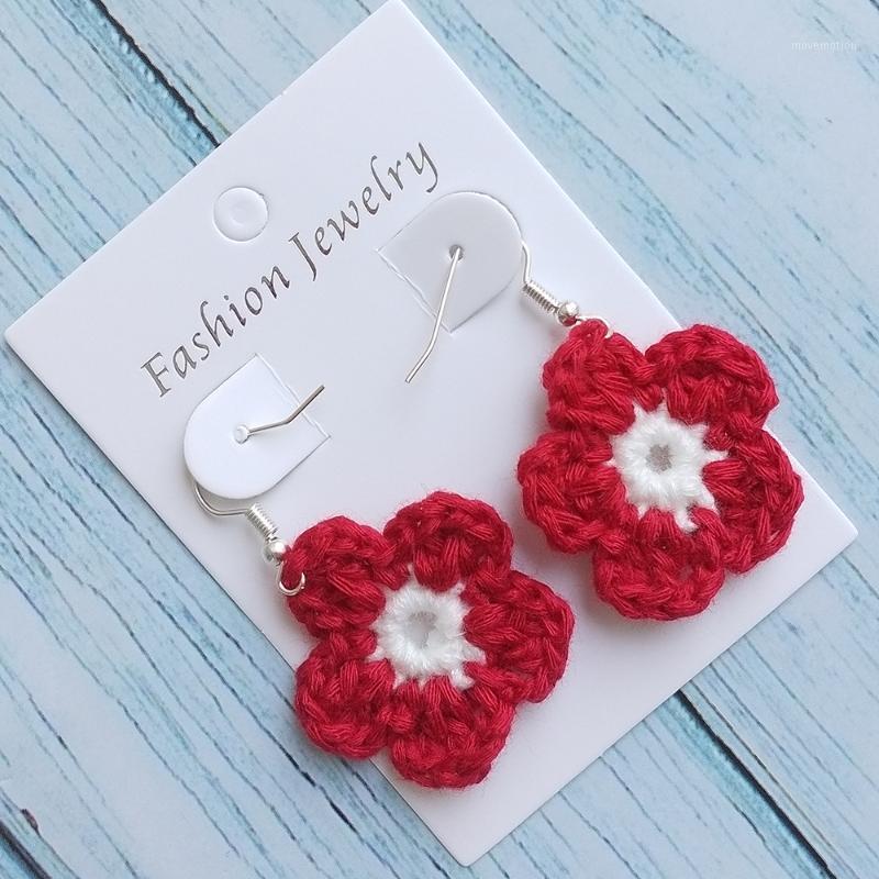 

1 Pair Fashion Vitality Yellow Orange Blue Red Purple Flower Drop Dangle Earring For Women Crochet Earrings Party Beach Jewelry1