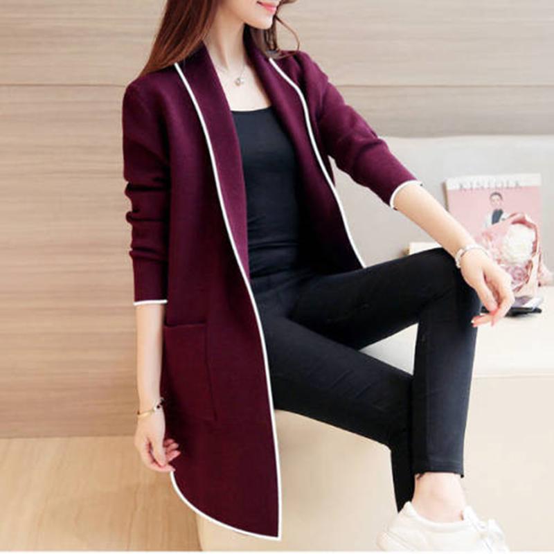

2020 New Autumn Winter Knitted Sweater Cardigan Jacket Women Loose Big Yards Joker Casual Long Sweaters Coat Harajuku, Black