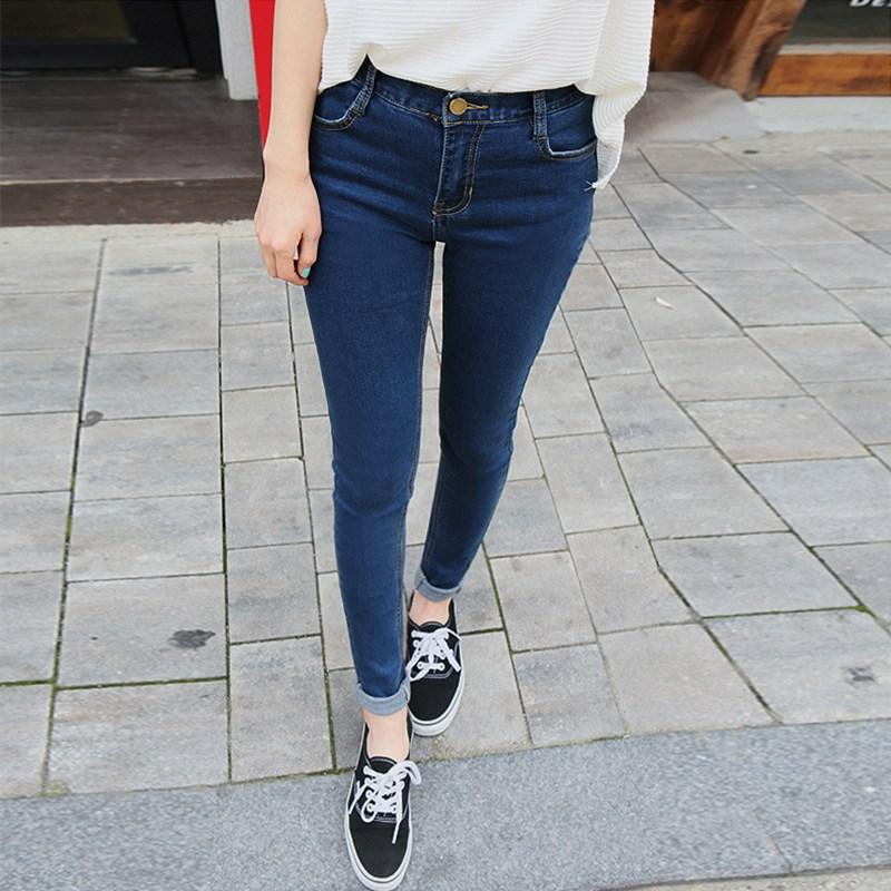 

Clearance Sale!!!Woman High Elastic Plus Size Stretch Jeans Female Washed Denim Skinny Pencil Pants for Women Mid Waist Jeans, Blue 1