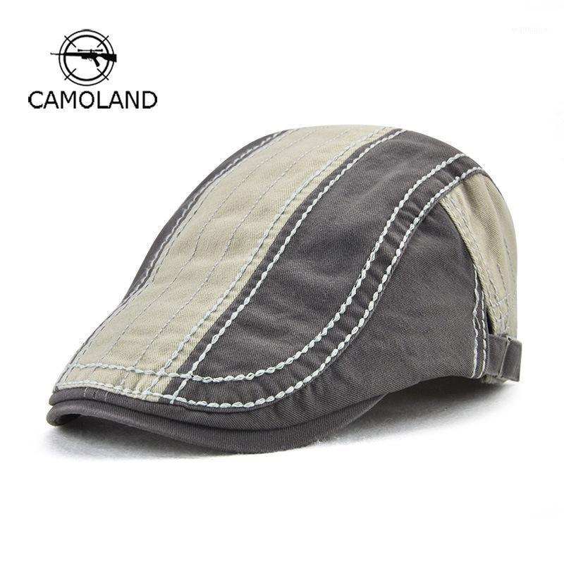 

2020 Brand New Spring Summer Cotton Breathable Berets For Men Casual Peaked Flat Caps Grid Embroidery Adjustable Hats Casquette1, Od