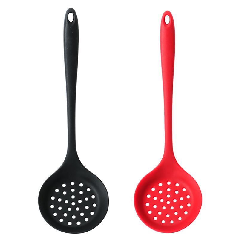 

2020 Hot Slotted Skimmer Spatula Silicone Slotted Spoon Skimmer Kitchen Spoon Strainer Ladle With Long Handle Soup Serving
