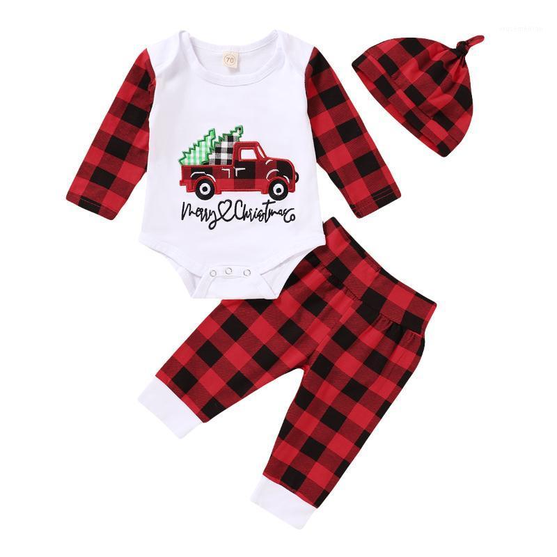 

Christmas 3Pcs Infant Baby Girls Christmas Tree Long Sleeve T-Shirts Tops Pants Hats Clothes Outfit Sets1, As pic