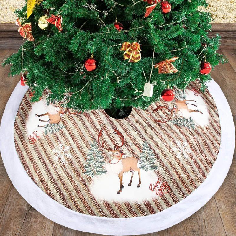 

98 Cm Holiday DIY Carpet Christmas Tree Skirt Cartoon Home Hotel Plush Base Mat Festival Party Decoration Cover Round1