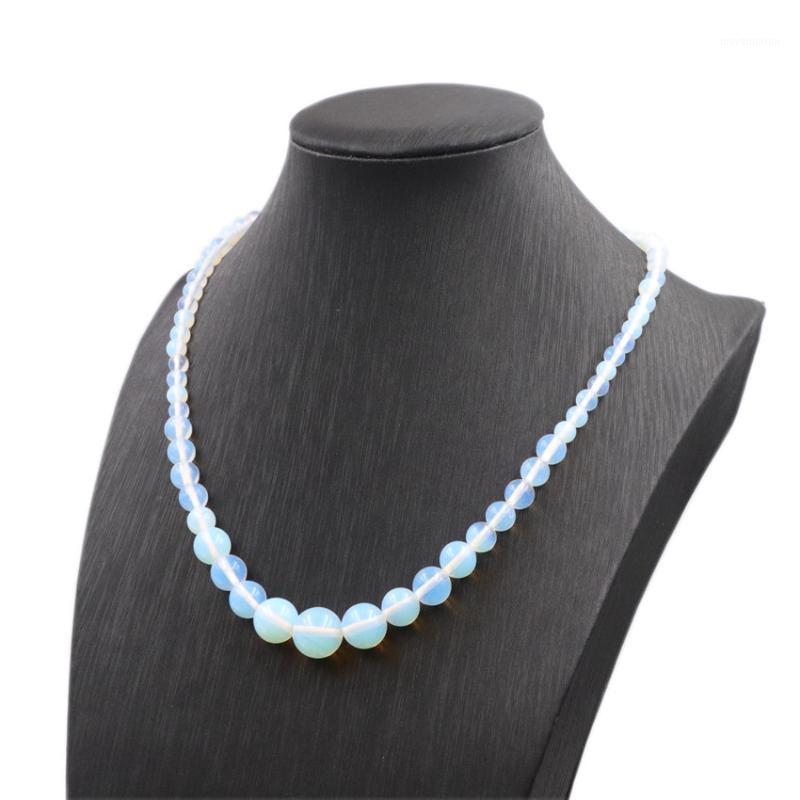 

Charms Statement Women Chokers Chain Sri Lanka Opal Stone Round Beads Moonstone Pendant Necklaces Tower Chain Jewelry 18" A8481