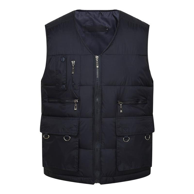 

Winter Men Cotton Warm Vest Waistcoat Male Sleeveless Jacket with Many Pockets Vest Casual Baggy Zipper for Man Plus Size, Green vest