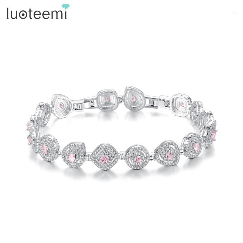 

LUOTEEMI Brand Design Romantic Pink Bracelets for Women Girls Wedding Dating Paved CZ Fashion Jewelry Bijoux Christmas Gift1