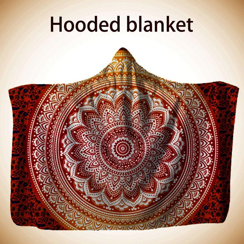

For 2021 Geometric 3D Printing Soft Blanket Cap Warm Blanket For Couch Throw Travel Hooded Anime 200*150cm