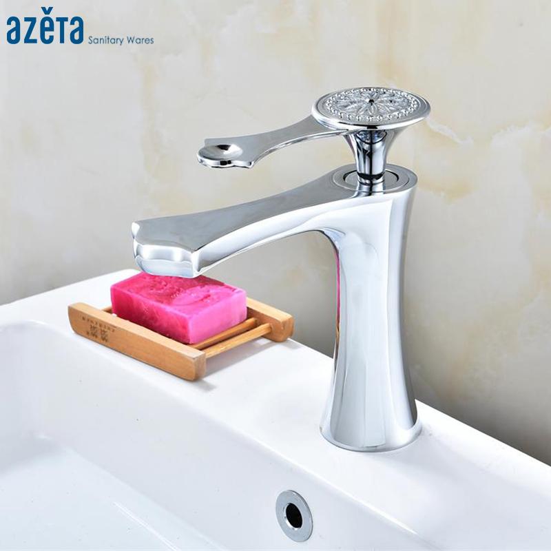 

Azeta Modern Bathroom Basin Faucet Chrome Brass Water Tap Single Handle Faucet Sink Tap Deck Mounted Wash Mixer AT6306