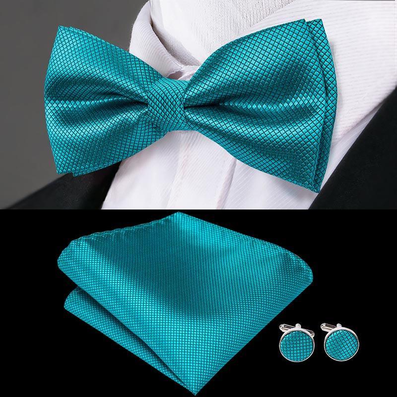 

Brand Solid Bowtie Butterfly Floral Bow Tie Blue Green Bowties for Men 100% Silk Jacquard Woven Men's Wedding Party BowTie Set1