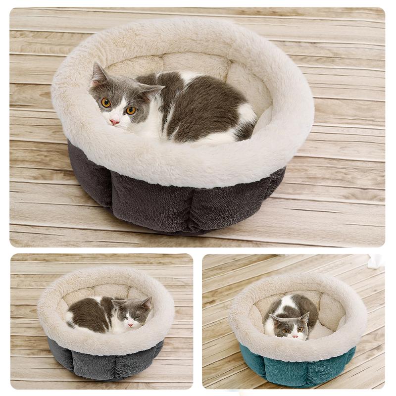 

Soft Plush Cat Bed Basket Warm Puppy Cat Cave House Bed Winter Sleeping Pet Pad Nest Cats Products for Small Dogs
