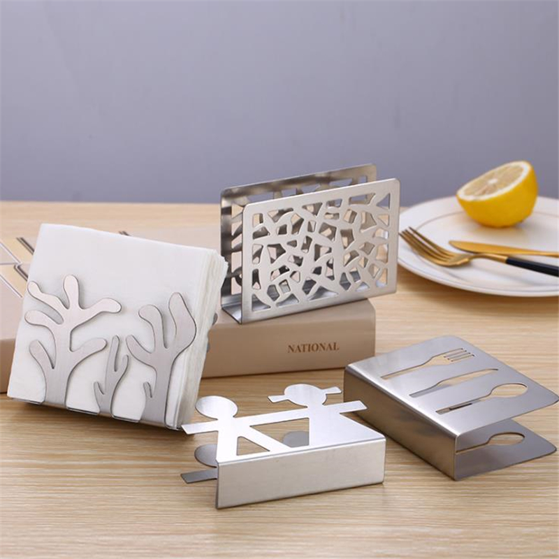 

Creative Stainless Steel Napkin Rack Box Serviette Holder Organizer Tissue Dispenser Storage Case Table Decoration Home Party