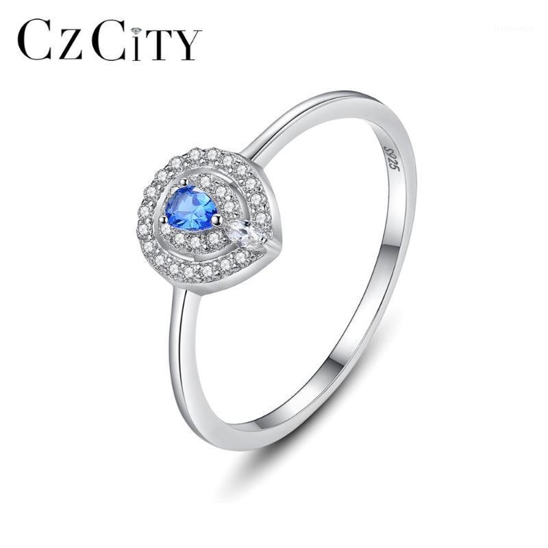 

Cluster Rings CZCITY 925 Sterling Silver Ring For Women Wedding Sapphire Classic Fine Jewellery Anniversary Christmas Gifts SR613, Golden;silver