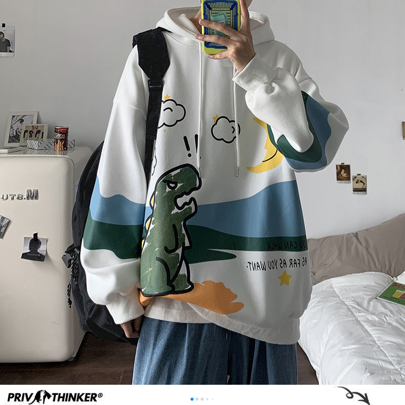

2021 New Privathinker Men' Korean Hoodies Woman Printed Long Sleeve Hooded Sweatshirts Autumn Streetwear Man Fashion Hoodie FAOR, Black
