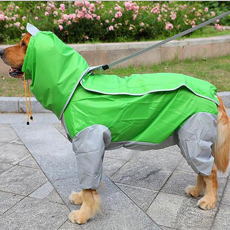 

Pet Small Large Dog Raincoat Waterproof Clothes For Big Dogs Jumpsuit Rain Coat Hooded Overalls Cloak Labrador Golden Retriever1, Green gray