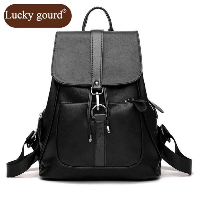 

OURCIAO Fashion Black Large Capacity Casual Women Backpack High Quality PU Leather Bag for Female School Bagpacks Z819