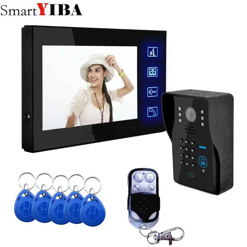 

SmartYIBA Touch Key 7" Lcd RFID Password Video Door Phone Intercom System Kit+Wireless Remote Control unlock