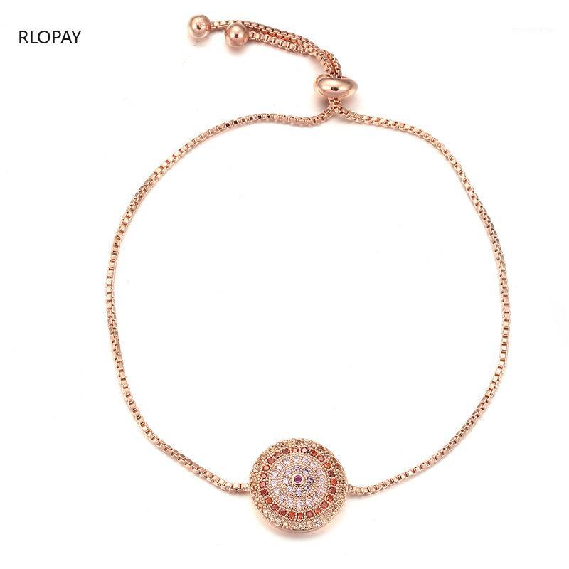 

New Design Round Cubic Zircon Bracelet with Adjustable Chain Women Charm Bracelets Copper Material Link Chain Bangle Bracelets1