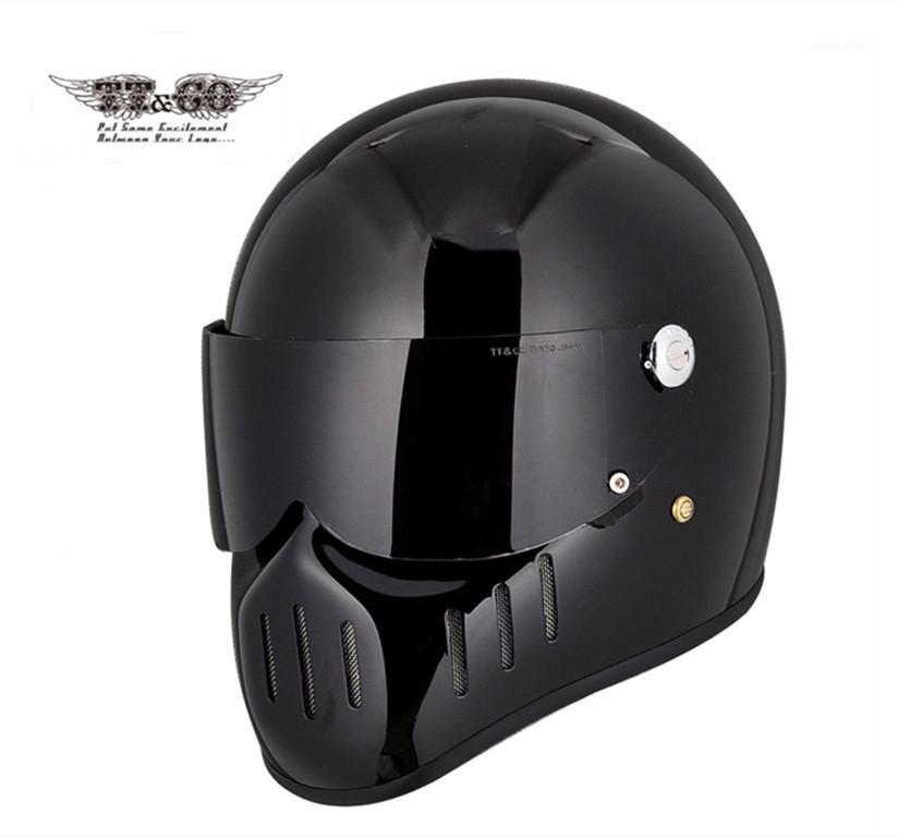 

TTCO Japanese Style Motorcycle Vintage Helmet Full Face casco moto Helmet Fiberglass free shipping1, Gloss white