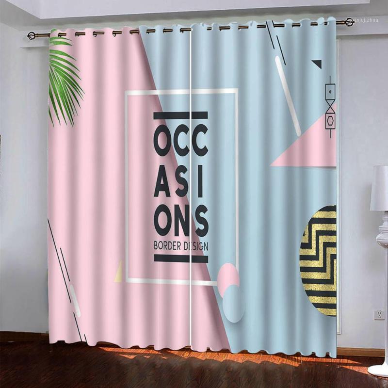 

Custom curtains Luxury Blackout 3D Curtains For Living room Bedding room Office pink girls1, As pic