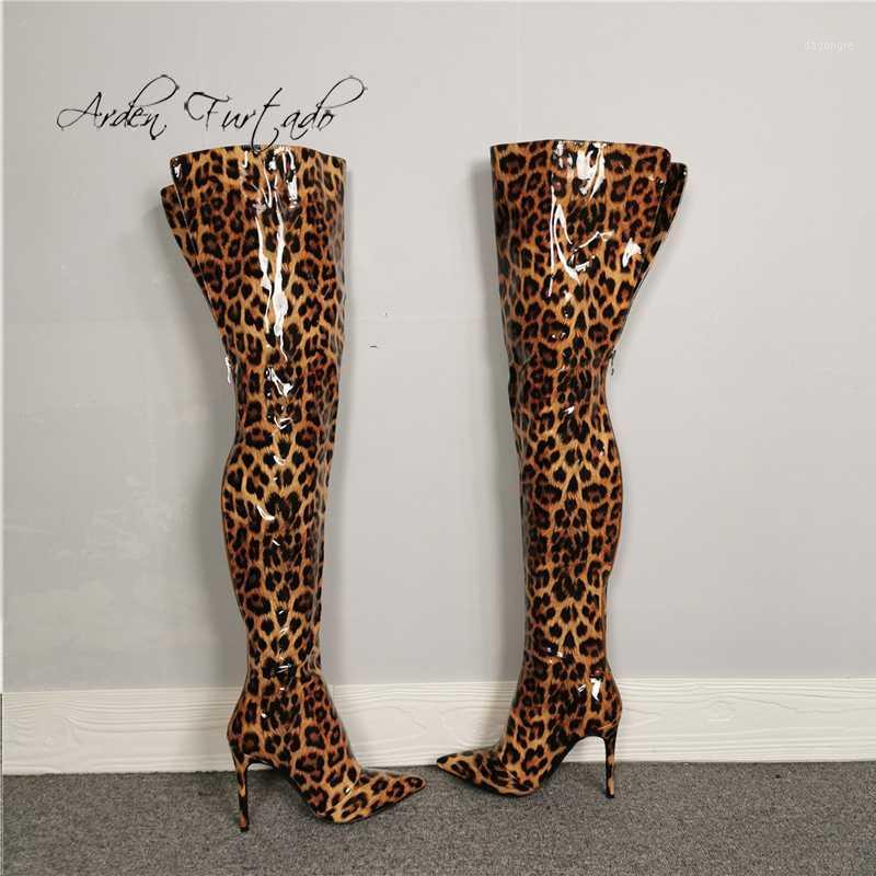 

Arden Furtado Fashion Women's Shoes Winter Pointed Toe Stilettos Heels Zipper Sexy Elegant Ladies Boots leopard Thigh High Boots1, Leopard print