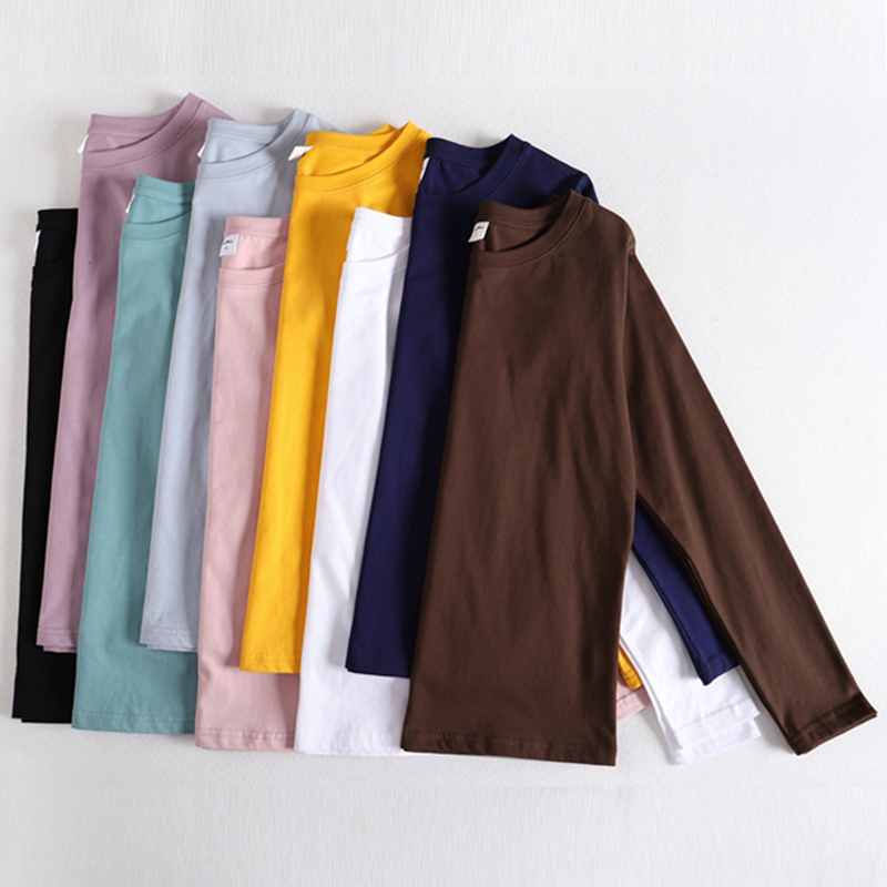 

GIGOGOU Long Sleeve Women Basic T Shirt Autumn Spring 95% Cotton Tshirt -3XL Solid Top Tee Shirts Soft T-shirt Harajuku 201125, White ysk249