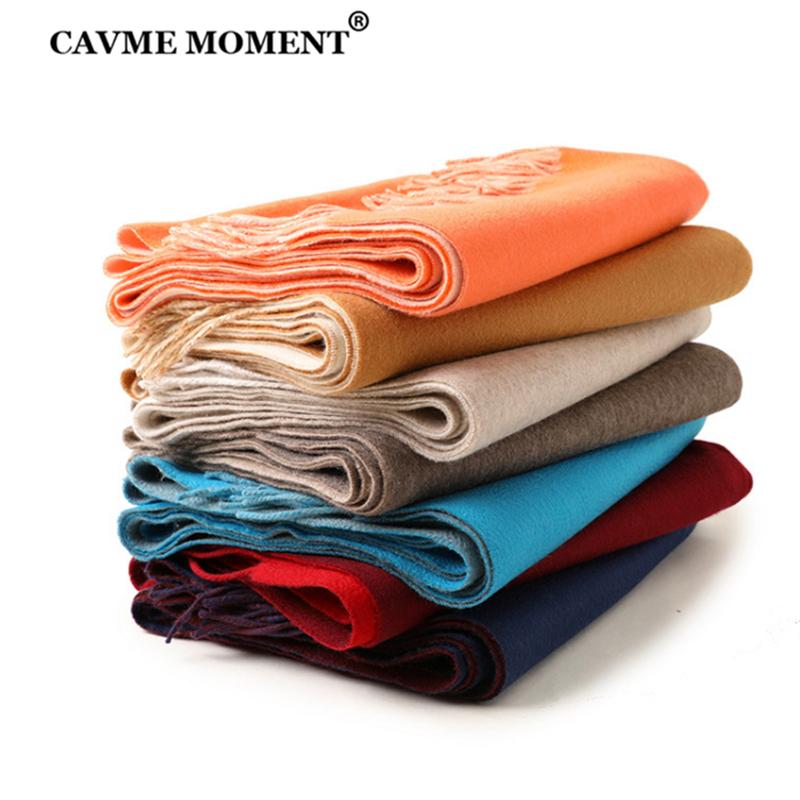 

CAVME 99% Thicken Cashemere Scarf for Women Ladies Blue Solid Color Scarves Wraps Shawls with Tassel 70*190 465g Top Grade