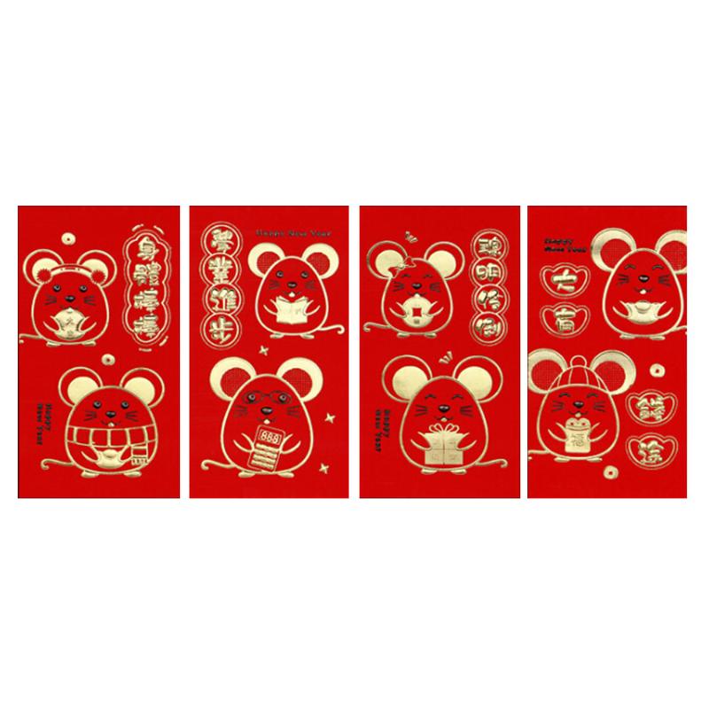 

16 Pcs Chinese 2020 Cute Rat Festive Red Envelopes Gift Card Red Money Pockets for Wedding Chinese New Year new