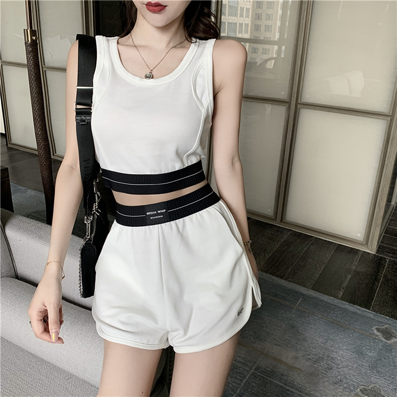 

2021 New Women Sets Sexy Fashion Pieces Vest Women's Suit Jogger Sweatshirt Home Top Harvest Shorts Matching Set FBYY, Red