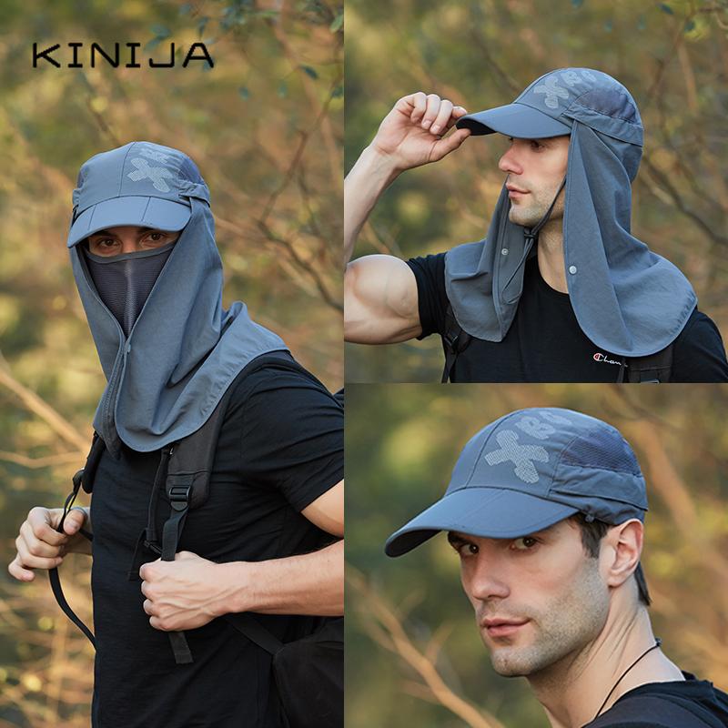 

Foldable Quick drying Waterproof Boonie Hat UV Protection Baseball cap Face Neck Protection Breatha Sun Hat Dual use removable, Army green