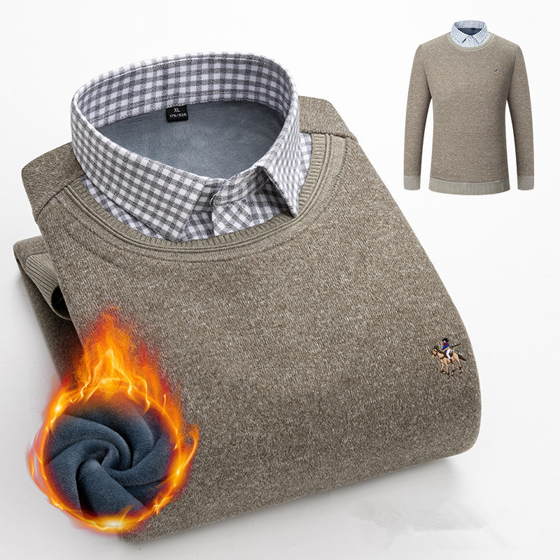 

2021 New Men's Fashion Plus Long-sleeved Thick Fleece Lining Soft Casual Warm Shirt Hamk, 09