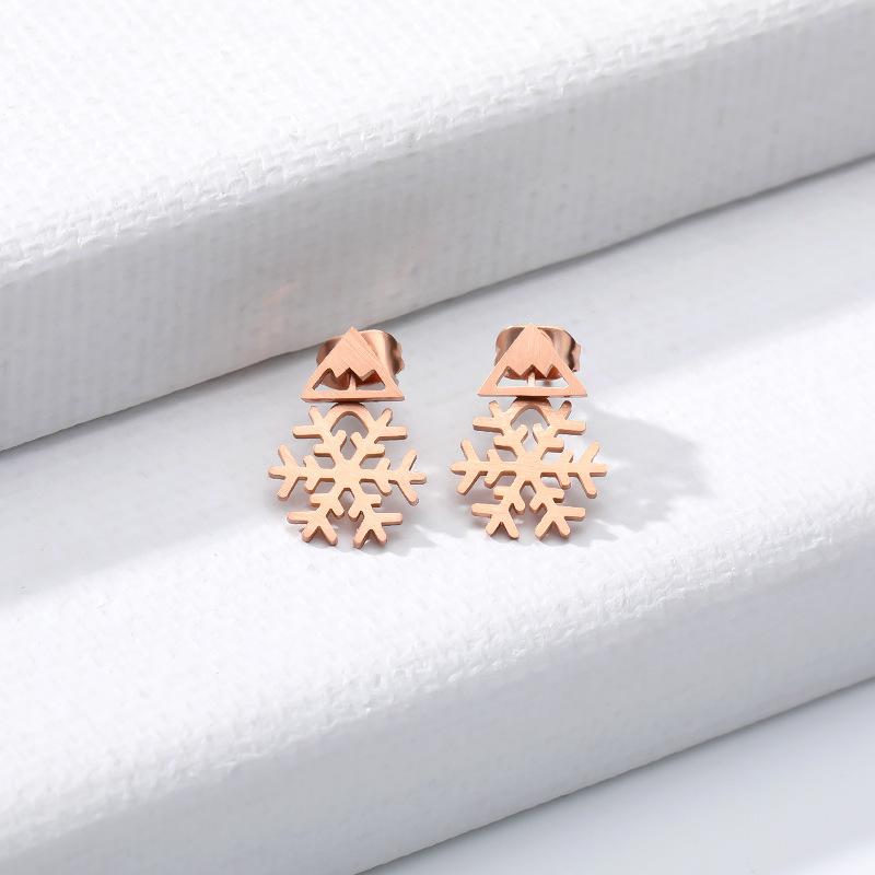 

2020 Trend Stainless Steel Cute Snowflake Stud Earring For Women Birthday Christmas Gift Flower Earrings Jewelry Gift Pendientes