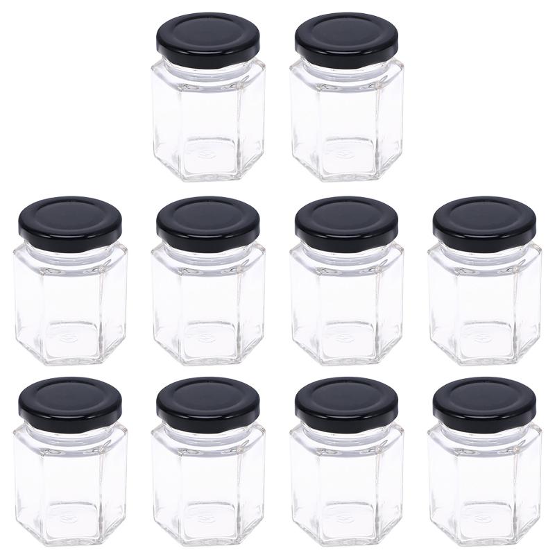 

10Pcs Transparent Glass Honey Jar Storage Bottle Household Kitchen Seal Jar Large Transparent Grains Storage For