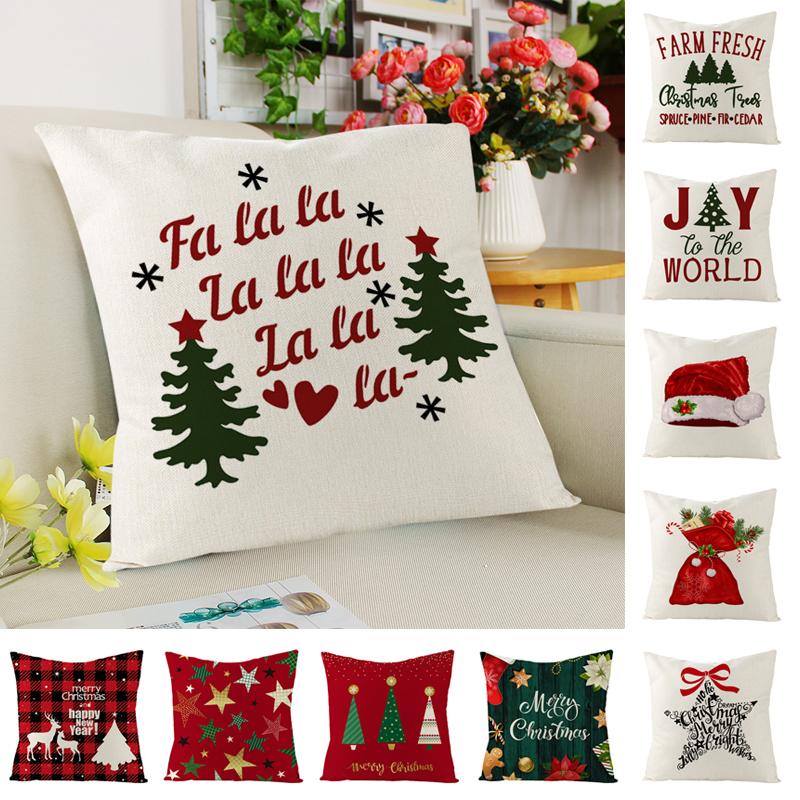 

2020 Chrismas 1Pcs 45*45 cm Happy New Year Christmas Decorations for Home Cartoon Elk Decorative Pillows Case Navidad Natal Deco