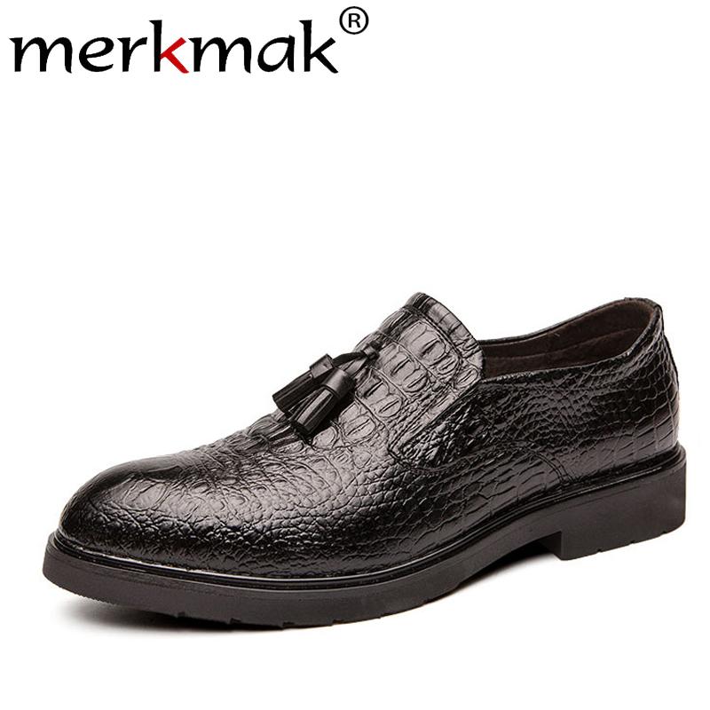 

Merkmak Fashion Men Shoes 2020 New Hot Tassel Dress Shoe Business Formal Footwear Big Size Party Wedding Office Footwear for Men, Black