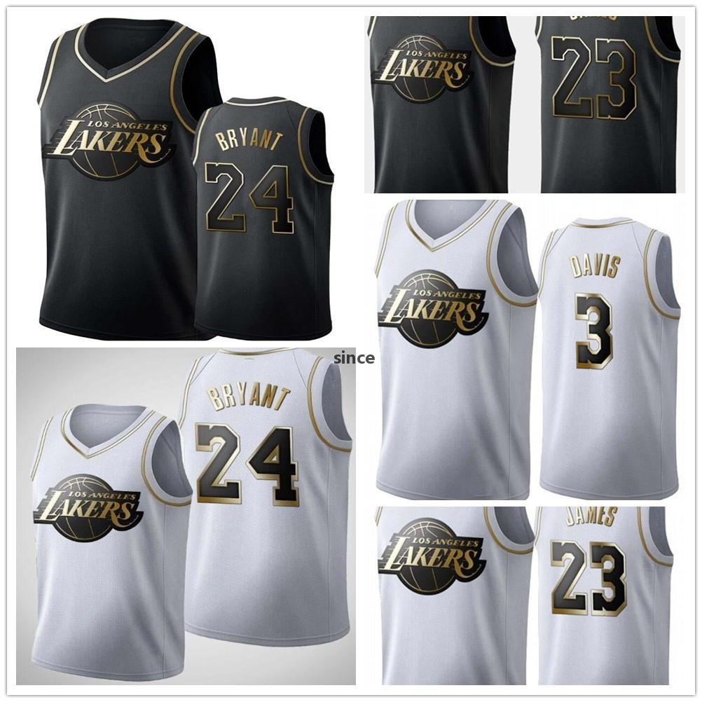 

LeBron#23#JameLosAngeles23#Lakerss#23 Anthony#3#Davis Classic platinum and black gold men sew basketball jerseys